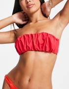 & Other Stories Ruched Front Bandeau Bikini Top In Red
