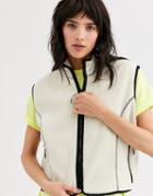 Weekday Malaya Fleece Tank In Cream