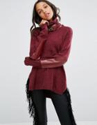 One Teaspoon Grandview Sweater With Buckled Neck - Red