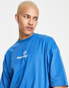 Asos Daysocial Oversized T-shirt With Chest Print In Bright Blue-blues