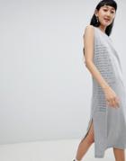 Asos Design Sleeveless Midi Dress With City Slogan - Gray
