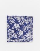 Twisted Tailor Pocket Square In Navy Floral Jaquard - Navy