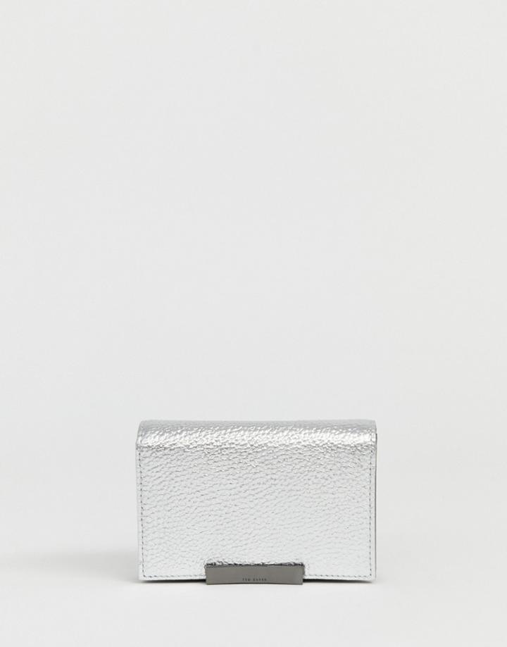 Ted Baker Elodyy Fold Over Ladies' Wallet With Hardware-gray