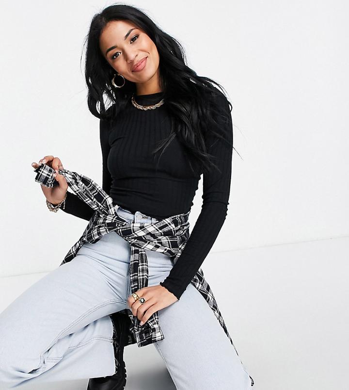 Asos Design Tall Lettuce Edge Crop T-shirt In Black