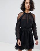 Allsaints Sparkle Ruffle Mini Dress - Black
