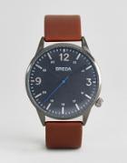 Breda Slate Gunmetal Brown Leather Watch - Brown