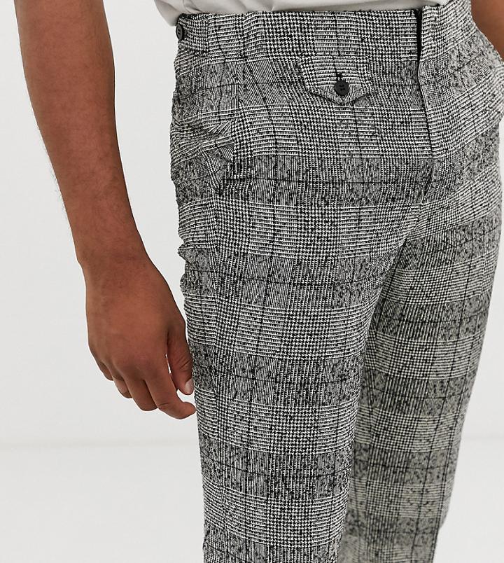 Asos Design Tall Wedding Skinny Smart Pants In Black Nepp Check - Black