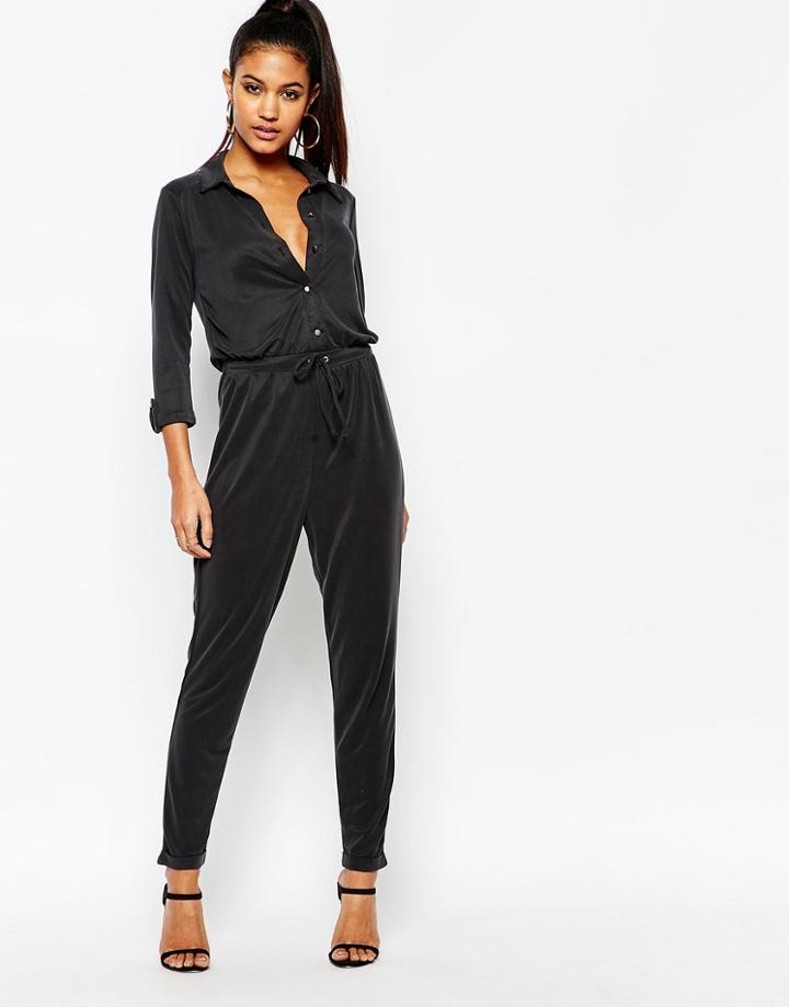 Lipsy Lightweight Jumpsuit With Drawstring Waist - Black