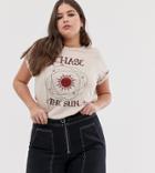 Daisy Street Plus Boyfriend T-shirt In Tarot Print - Beige