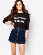 Pull & Bear No Boyfriend No Dramas Sweatshirt - Black