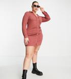 Urban Threads Plus Gathered Mini Shirt Dress-black