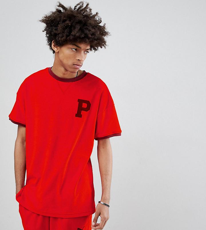 Puma Organic Cotton Towelling T-shirt In Red Exclusive To Asos - Red