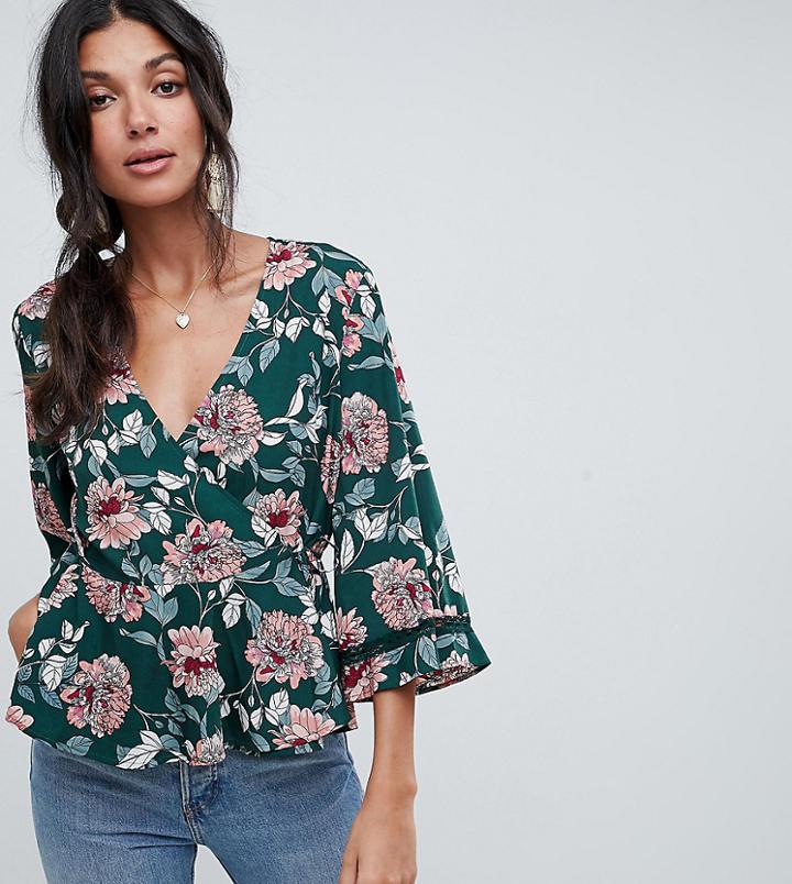 Vero Moda Tall Floral Wrap Blouse - Pink