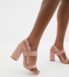 Raid Wide Fit Shania Blush Block Heeled Sandals-pink
