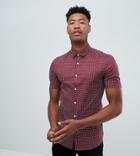 Asos Design Tall Smart Skinny Ditsy Print Shirt In Red - Red