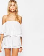 Asos Bali Cut Work Off Shoulder Beach Crop Top Co-ord - White