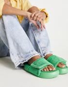 Asos Design Fadey Padded Slides In Green Terrycloth