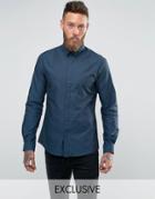 Noose And Monkey Skinny Shirt In Dogstooth - Blue