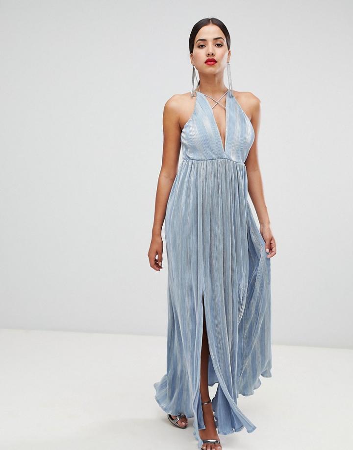 Rare Strappy Double Split Maxi Dress - Blue