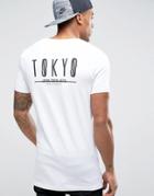 Asos Longline Muscle T-shirt With Tokyo Print - White