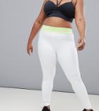 Asos 4505 Curve Training Legging With Bonded Waistband And Laser Cut Technology - White
