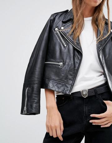 Retro Luxe London Tiger Head Belt - Black