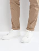 Asos High Top Sneakers In White Tumbled Leather Look - White