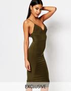 Club L Midi Dress With Cami Strap - Olive Green