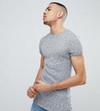 Asos Tall Muscle Longline T-shirt With Curved Bound Hem In Twisted Rib - Gray