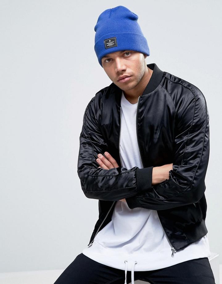 Asos Patch Beanie In Cobalt Blue - Blue