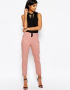 Asos Linen Crop Pants - Cosmetic Pink