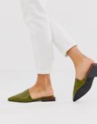 Asos Design Magic Flat Mules In Olive