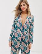 Liquorish Pyjama Floral Shirt With Neon Piping Two-piece - Multi