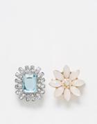 Asos Pack Of 2 Crystal Brooches - Crystal