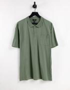 New Look Oversized Polo In Khaki-green