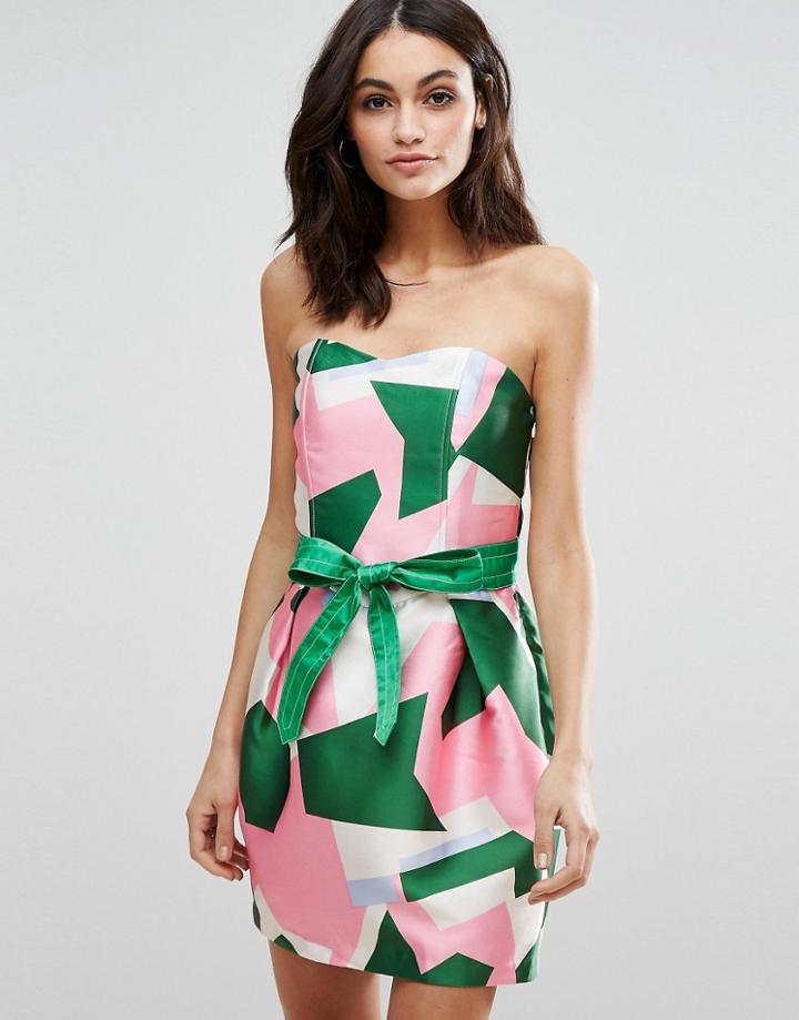 Traffic People Geo Print Bandeau Dress - Multi