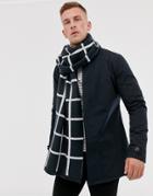 French Connection Window Check Scarf-blue