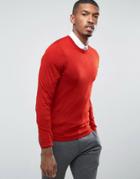 Asos Muscle Fit Merino V-neck Sweater In Rust - Orange