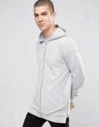 Asos Longline Hoodie With Side Zips In Grey Marl - Gray