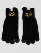 7x Cat Face Smart Touch Gloves - Black