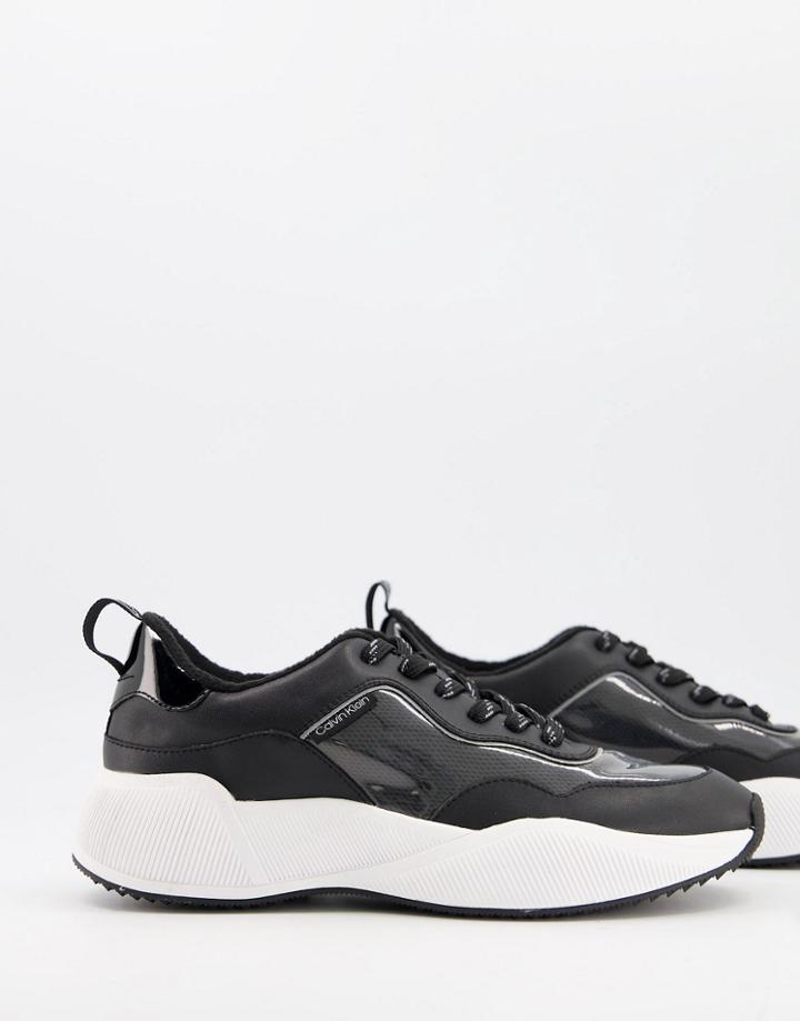 Calvin Klein Beaulah Chunky Sole Logo Sneakers In Black