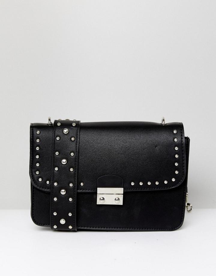 Stradivarius Stud Cross Body Bag - Black
