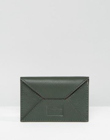 Saville Row Leather Card Holder With Contrast Metallic Inner - Green