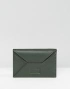 Saville Row Leather Card Holder With Contrast Metallic Inner - Green