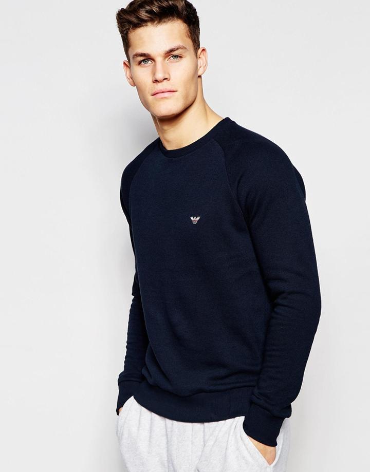 Emporio Armani Sweat In French Terry In Regular Fit - Navy