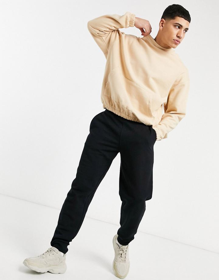 Asos Design Oversized Sweatshirt In Beige-neutral