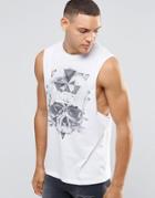 Asos Muse Sleeveless T-shirt With Dropped Armhole - White