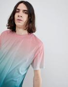 Asos Design Relaxed Longline T-shirt With Ombre Dip Dye - Multi