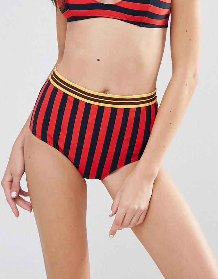 Stella Mccartney Flame Stripe High Waist Bikini Bottom - Multi