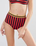 Stella Mccartney Flame Stripe High Waist Bikini Bottom - Multi